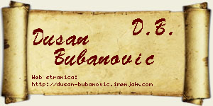 Dušan Bubanović vizit kartica